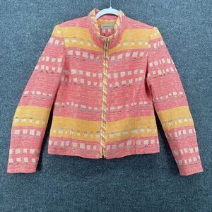 Canvasbacks Blazer Jacket Womens 10 Colorful Full Zip Artsy Art to Wear Formal